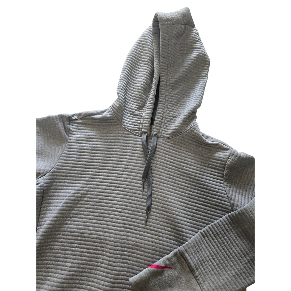 Nike Dri-FIT Ribbed Gray Pullover Running Jogging Hoodie Womens Size Small EUC